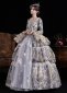 Women Gray Jacquard Long Sleeves Floor Length Festive Formal Ball Dress 4