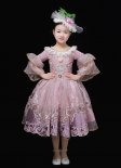 Kids Southern Belle Pink Ball Gown Girls Masquerade Party Dress
