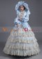 Blue Baroque Rococo Civil War Era Dress Ball Gown with Hat