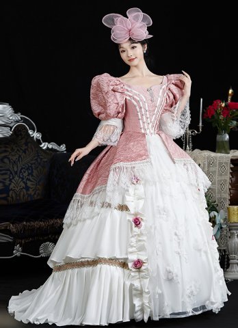 Pink Rococo Baroque Masquerade Ball Gown Women Princess Marie Antoinette Dress