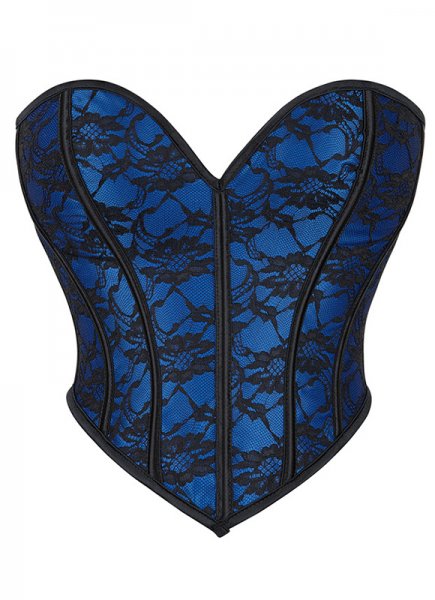Blue Sexy Deep V-neck Short Corset