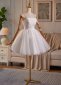 White Jacquard Beading Tulle Formal Dress 3