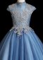 Blue High Neck Girls Tulle Beauty Contest Party Dresses 2