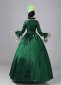 Blue Brown Long Sleeve Ball Gowns Renaissance Victorian Dress