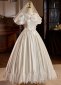 1950s Vintage Girls White Satin Lace Party Dress