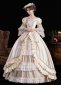 Champagne Lace Ruffled Long Sleeve Floor Length Formal Party Dress 2