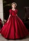 Christmas Children Girl Burgundy A-line Satin Formal Dress