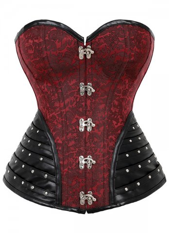 Burgundy Gothic Renaissance Corset with Hip Gores
