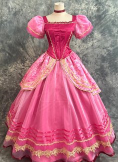 Customized Red Luxury Satin Corset Bodice Princess Dancing Dress Gown Adult Women Cosplay Costume