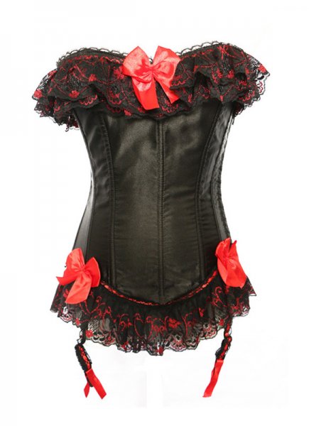 Black Satin Lace Overbust Corset