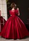 Christmas Girl Burgundy A line Satin Formal Dress 5