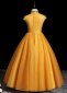 YellowHigh Neck Girls Tulle Beauty Contest Party Dresses 2