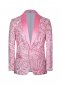 Men Pink Cashew Flower Sequin Floral Suit Jacket Blazer