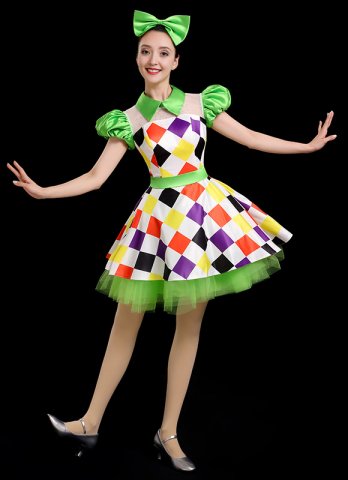 Women Poker Block Ball Gown Carnival Holiday Stage Beer Girl Dresses