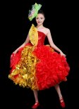 Girls Red Stage Dancer Dresses Festival Parades Tutu Dress