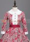 Red Floral Print Renaissance Civil War Victorian Dress Gown 4