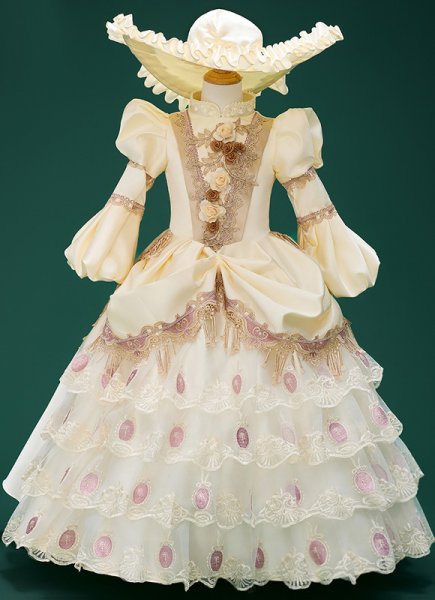 Custom-made Girls Holiday Party Lace Dresses Children Masquerade Fantasy Dress