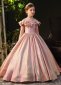 Girls Pink Glitter Off Shoulder Princess Graduation Party Dress