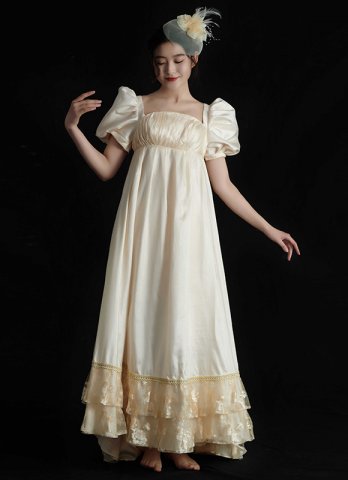 Historically Inspired Regency Period Women Bustle Dresses