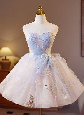 Sweetheart Off the Shoulder Tulle Mini Graduation Party Dress