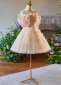 Girls Pink Off the Shoulder Applique Graduation Dress