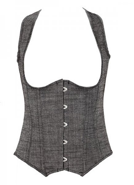 Gray High Back Underbust Corset with Straps