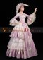 Pink Long Flare Sleeves Lace Floral Vintage Rococo Women Party Dress with Hat 2