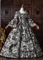 18th Century Black Floral Jacquard Brocade Victorian Rococo Dress with Hat 2