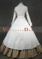 White Long Sleeves Medieval Renaissance Victorian Ball Gown Dress 2