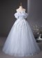 Sparkly Gray Blue Off The Shoulder A Line Prom Dress