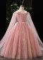 Girls Beauty Pageants Pink Spaghetti Straps Cloak Sleeve Formal Dresses 1