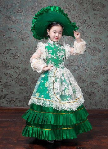 Children's Marie Antoinette Ball Gown Southern Belle Girls Masquerade Party Dress