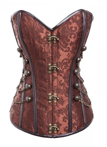 6XL Plus Size Victorian Steampunk Brown Overbust Corset