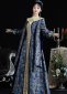 Renaissance Medieval Blue Floral Jacquard Robe Dress 2