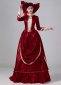 Custom-made Christmas Burgundy Victorian Bustle Reenactment Costumes