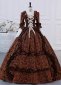 Renaissance Coffee Floral Pattern Jacquard Ball Prom Dress