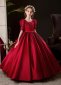 Christmas Girl Burgundy A line Satin Formal Dress 2