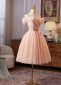 Pink Off the Shoulder Beaded Flower Short Cocktail Dress 2