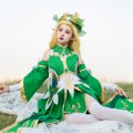Green Queen Fairy Princess Cosplay Dress Women Adult Fancy Anime Theme Party Costumes 9 Pieces Set