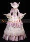 Pink Long Flare Sleeves Lace Floral Vintage Rococo Women Party Dress with Hat 4