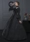 Renaissance Black Floral Jacquard Victorian Vampire Dress 3