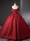 Vintage Burgundy Jacquard Formal Evening Dress 5
