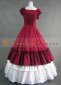 Red And White Sleeveless Bow Ruffles Renaissance Lolita Victorian Ball Gowns 3