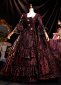 Renaissance Burgundy Floral Marie Antoinette Ball Gown Dress 2