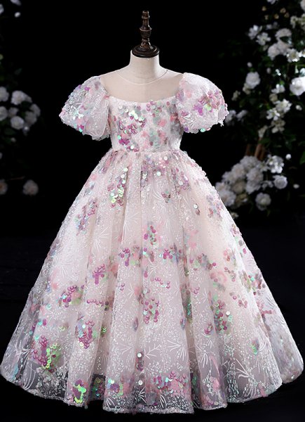 Girls Colorful Sequins Quinceanera Party Graduation Dresses