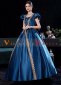 Blue Short Sleeves Women Rococo Evening Ball Gown Dress