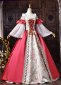 Pink Floral Brocade Off the Shoulder Belle Sleeves Masquerade Stage Dress 3