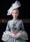 Blue Long Flare Sleeves Lace Peacock Printed Vintage Rococo Masquerade Dress 4