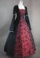 Wine Red Medieval Lady Renaissance Faire Brocade Velvet Victorian Dress 2