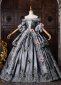 Rococo Gray Brocade Off the Shoulder Marie Antoinette Ball Gown 2